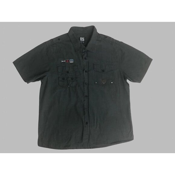 ENYCE Men’s Shirt XL Short Sleeve Buttons Gray - Picture 1 of 9